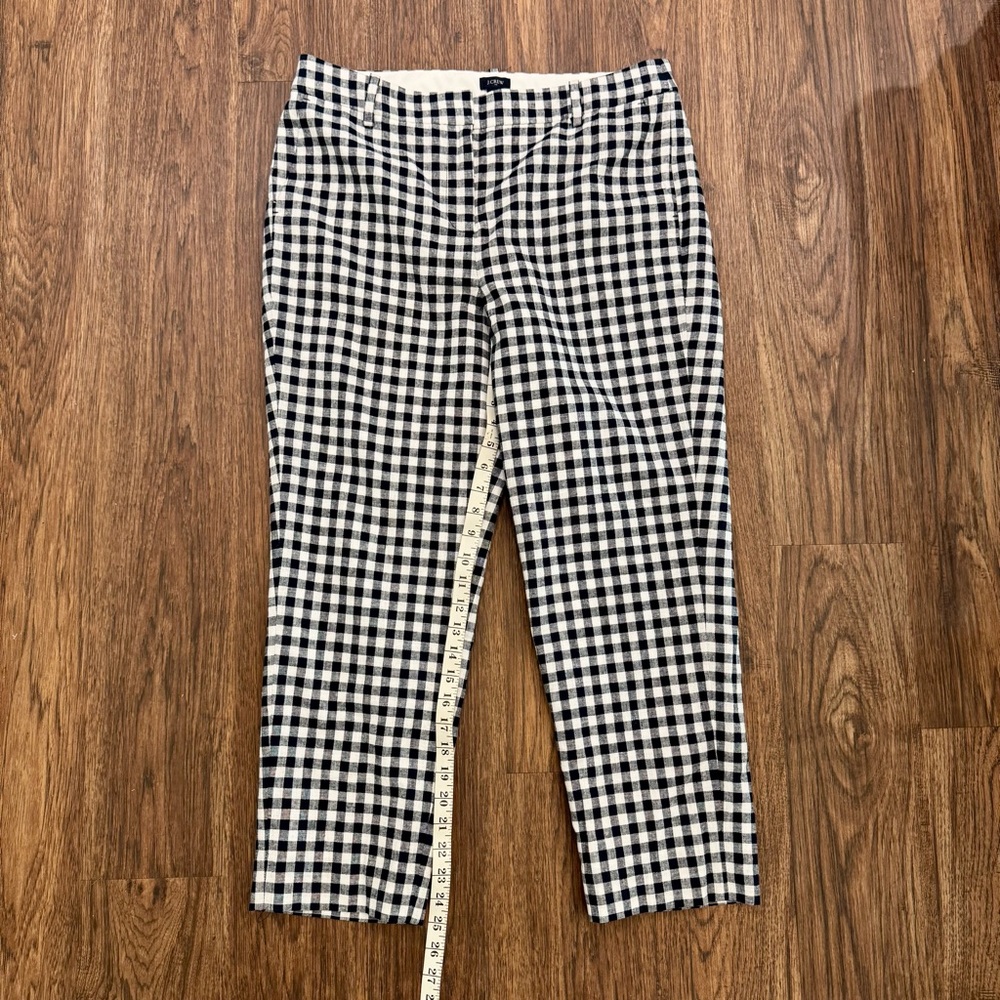 J. Crew Navy and White Check Lined Linen Pants - Size 12 - Worn Once